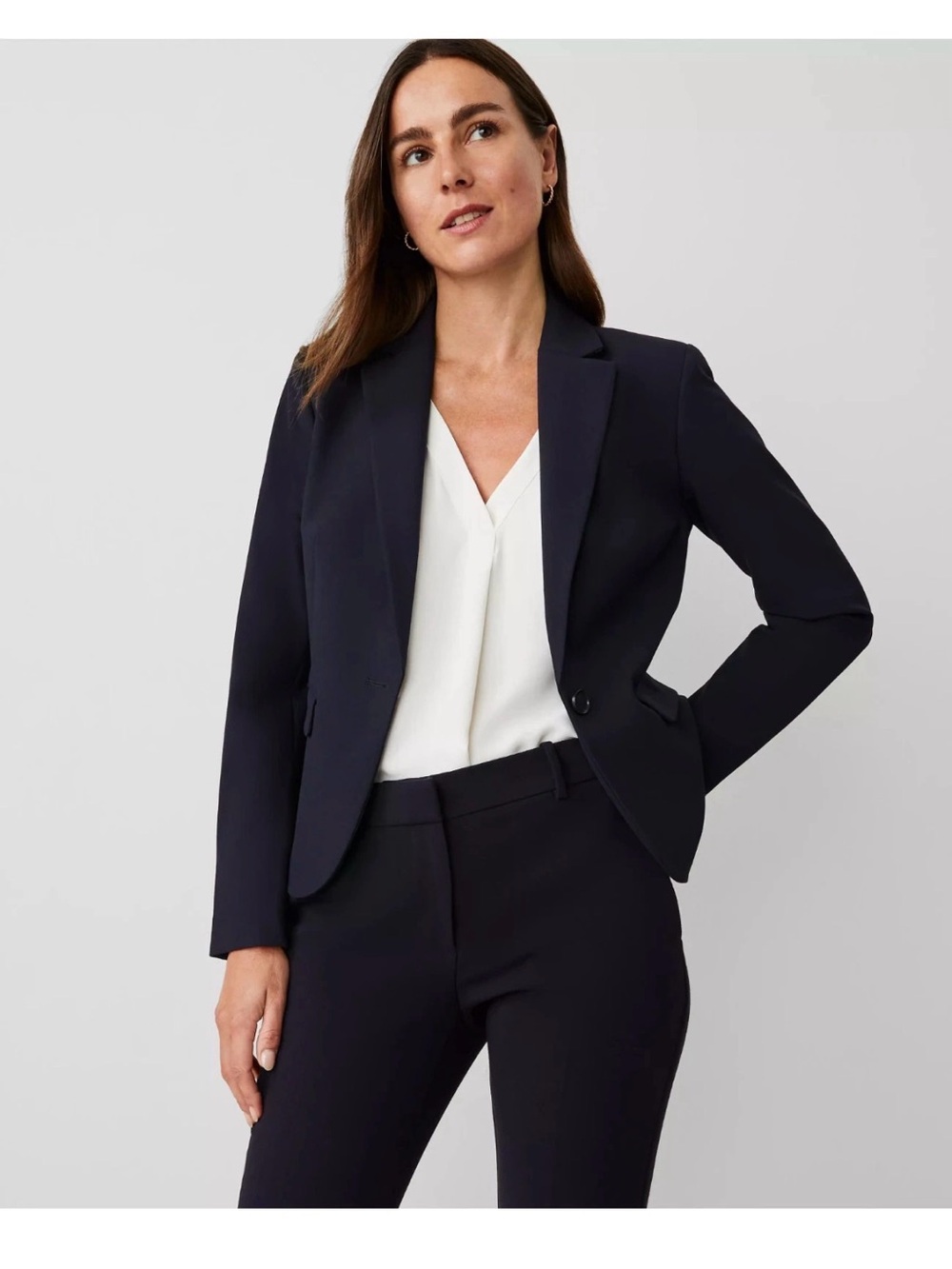 NEW $189 ANN TAYLOR The Notched One button blazer in seasonless stretch sz 12